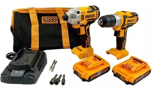 Kit Taladro Inalámbrico + Destornillador Impacto Ingco Amarillo 50/60hz
