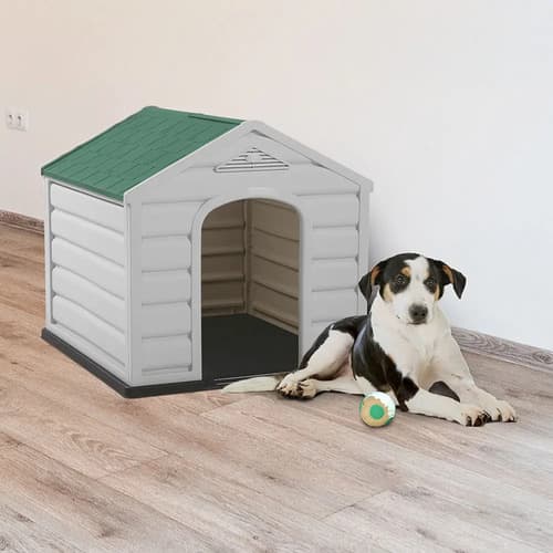 Casa Para Perros Razas Pequeñas Rimax 68x58x61cm Beige/verde Oscuro