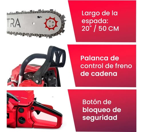 Motosierra A Nafta Pektra 52cc Pkmt5220 2.7 Hp