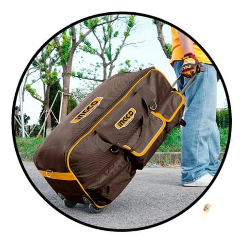 Bolso Valija Porta Herramientas 27 Pulgada Con Ruedas Ingco Marrón Oscuro