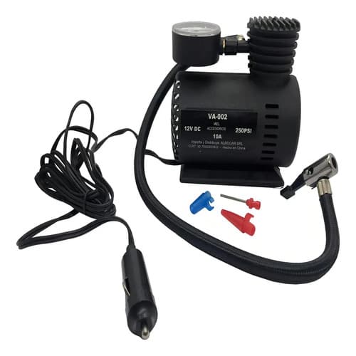Compresor Inflador Aire Metal Auto Neumatico Portatil Color Negro Fase Eléctrica Bifásica