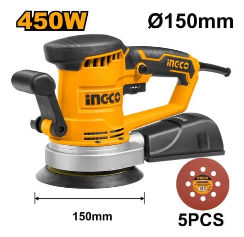 Lijadora Roto Orbital Ingco Rs4508 Con Sistema Velcro Naranja 50hz/60hz 450w 50 Hz/60 Hz