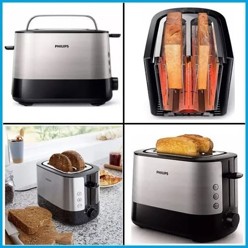 Tostadora Philips Hd2637/90 Viva Collection Color Inoxidable Y Negro