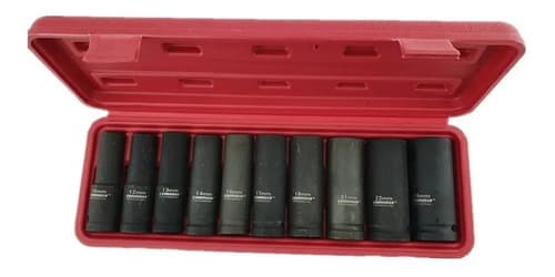 Juego Caja Dados Impacto 1/2 Pulgada 10 Piezas Crownman Negro