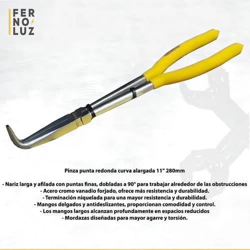 Pinza Alargada Curva 90º Punta Redonda 11 Crossmaster