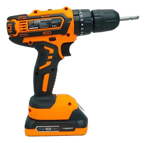 Taladro Percutor Atornillador Inalámbrico De 10mm Lüsqtoff Color Naranja