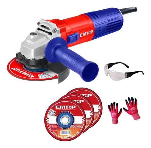Amoladora Angular Emtop 900w 125mm Con Mango Lateral Azul/rojo 50hz