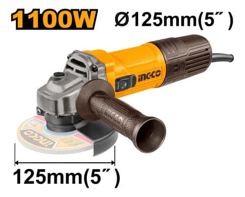 Amoladora Angular 125mm 1100w Ingco Ag110028 Naranja Claro 50/60