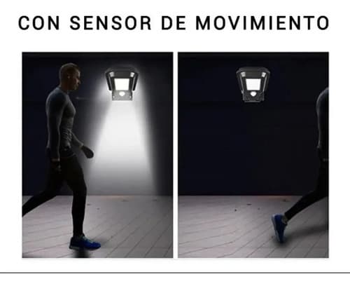 Focos Solares Led 60w, Sensor De Movimiento, Control Remoto Negro Blanco Frío