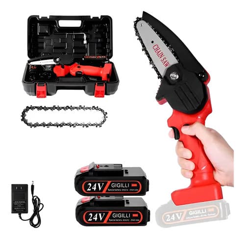 Motosierra Mini Sierra 2 Baterias + Cargador Rojo