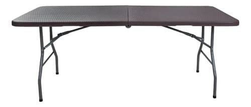Mesa Plegable Tipo Valija 180 Cm Ratan Rattan Color Marrón