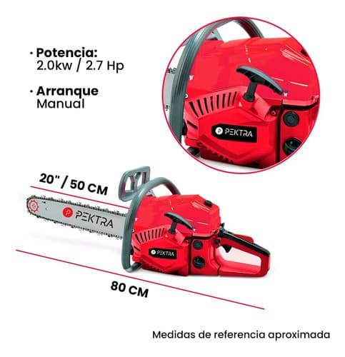 Motosierra A Nafta Pektra 52cc Pkmt5220 2.7 Hp