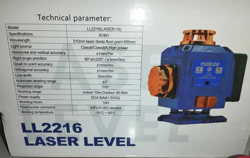 Nivel Láser 16 Líneas, 2 Baterías, Accesorios, Trípode 1.10m