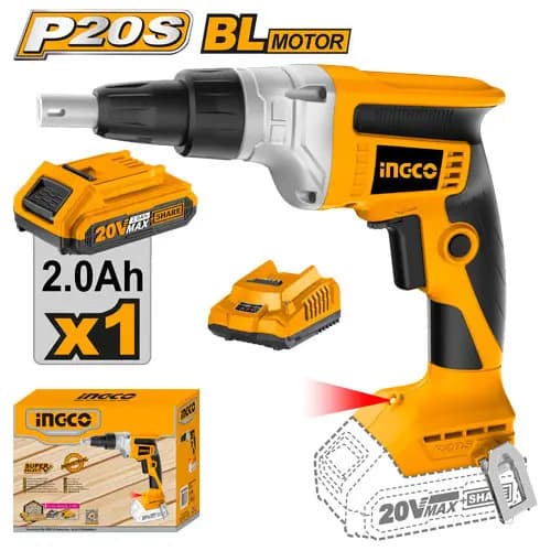 Atornillador Ingco Para Yeso 20v + Bateria 2.0ah Cdsli204200 Naranja 50 60