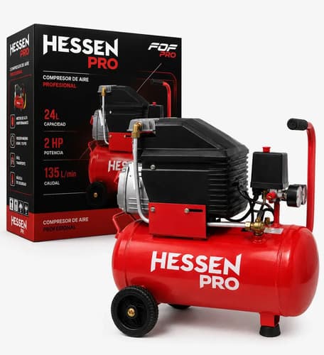 Compresor De Aire Eléctrico Hessen 016-6700 24l 2hp Rojo 50 Hz