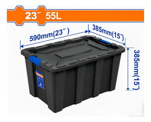 Caja Contenedor De Herramientas 55lts Wadfow Wtb3355 Negro