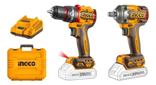 Ingco Cosli241291 Kit Combo Bateria Amoladora Taladro Llave