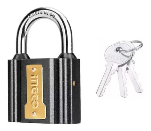 Candado Ingco De Hierro Con Llave Y Cubierta Impermeable Negro