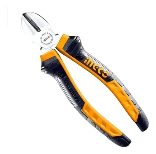 Alicate Corte Diagonal 7'' 180mm Ingco Heavy Duty Industrial Acero Al Carbono Mango Ergonomico Hhdcp08188 Negro