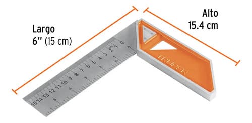 Escuadra Profesional Para Carpintero Acero 6´ Angular 14370 Color Plateado