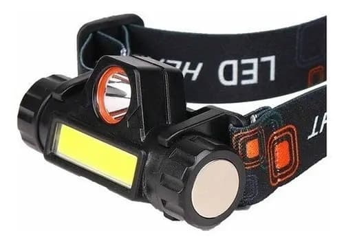 Linterna Táctica Led Vincha Recargable 2000 Lm Alcance 150m Usb Blanco Negro