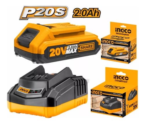 Kit Cargador 20v Y Bateria 20v 2.0ah Ingco P20s