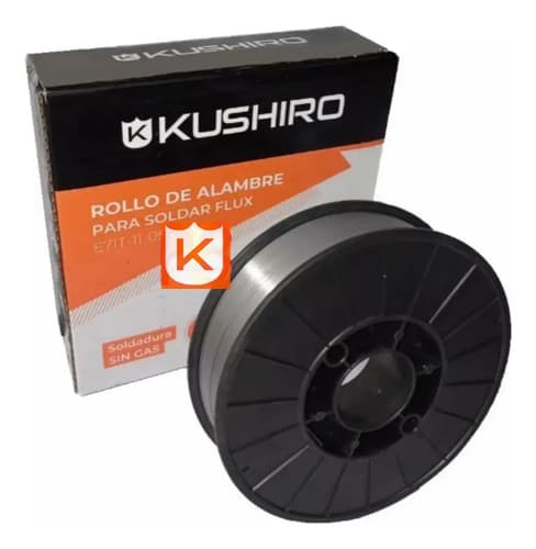Alambre Para Soldar Sin Gas Flux 0.8mm Rollo 5kg Mig Kushiro Plateado