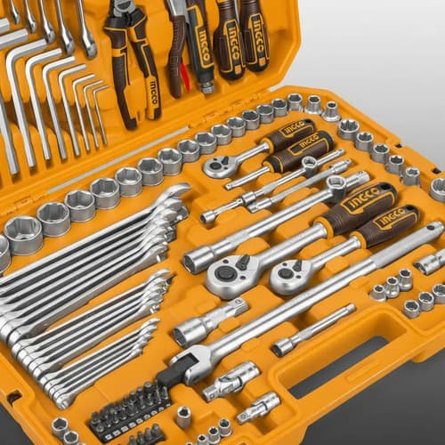 Set Tubos Llaves Caja Herramientas Completa Ingco 142 Pz Naranja