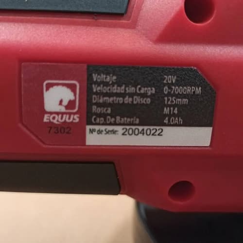 Amoladora Inalambrica Equus 7601 Brushless 20v 1 Batería 4.0 Rojo