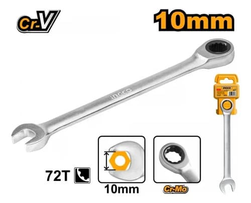 Llave Crique Combinada 10 Mm Cr-v Ingco Hcspar101