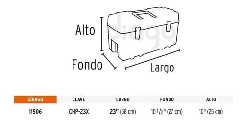 Caja Para Herramienta, Plástica De 23 , Industrial Truper Negro