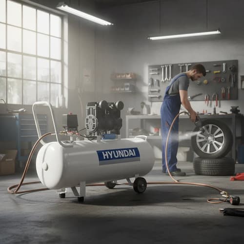 Compresor De Aire Hyundai Hyoc40 40l 3.6hp Blanco