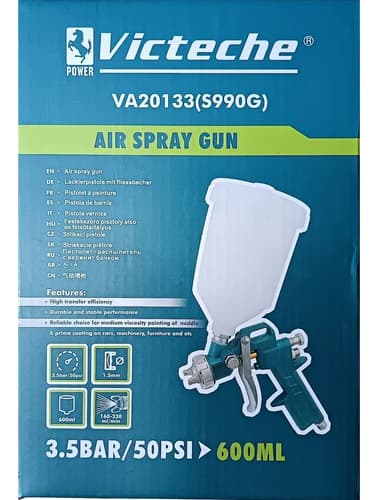 Pistola Para Pintar Auto Moto 600ml Pico 14mm Victeche 3.5br Azul Petróleo