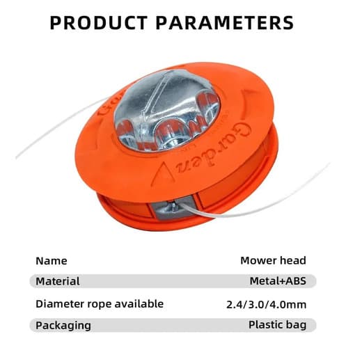Cabezal Universal Automático Para Desmalezadora Con Punta De Aluminio Reforzado Naranja Claro