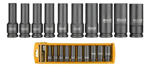 Juego 10 Dados 1/2 , Impacto Largos Ingco Hkissd12102l. Hnt Negro