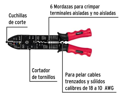 Pinzas Pelacables 9'' Calibre 0.82 A 5.27 Mm Multiuso Pretul
