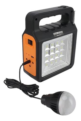 Linterna Frontal Led Purare Technologic Con Panel Solar Y Radio Mp3, Para Camping Blanco