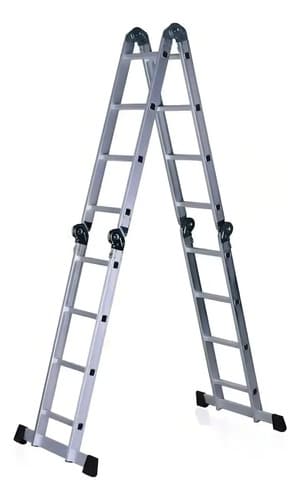 Escalera De Aluminio Trepor Am0116d Multifuncional 16 Escalones 4.45m Andamio Plegable Plateado