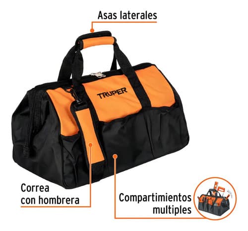 Maleta Flexible Portaherramienta De 18 . Truper Male-18 Negro Y Naranja Negro/naranja