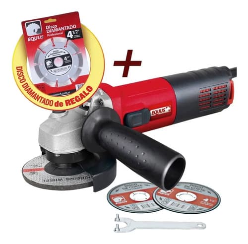 Amoladora Equus 810 Watts Para Disco De 4.5 Uso Profesional Color Rojo Frecuencia 50hz