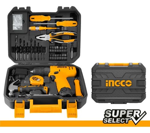 Kit Atornillador 12v + Accesorios 81 Pzas Ingco Hkthp10 Color Amarillo Frecuencia 50 Hz / 60hz