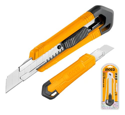 Trincheta Ingco Hkns11805 Profesional De 1.8 Cm Con Traba De Seguridad