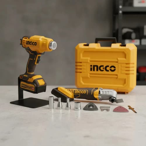 Kit 20v Pistola De Calor Herramienta Multifuncion Ingco Cos Naranja Claro