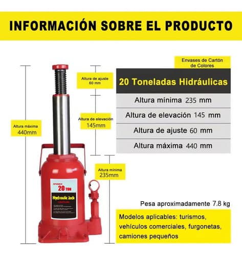 Gato Hidráulico De Botella Dommo De 20 Toneladas Para Coche Y Camioneta