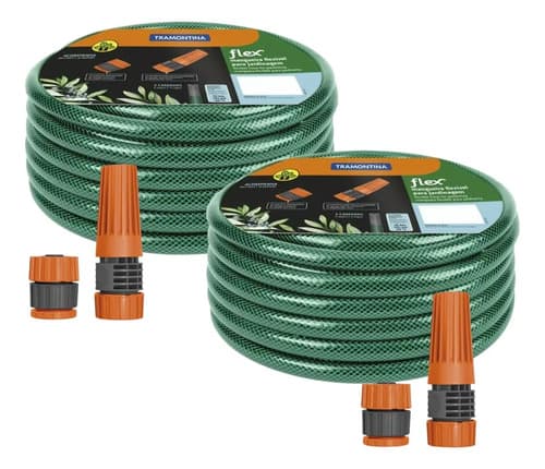 Juego De 2 Mangueras Flex Green Garden De 20 M - Manguera Tramontina Verde