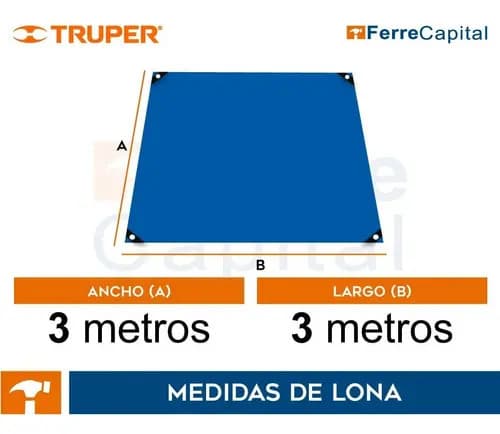 Lona Reforzada, 3 X 3 M, Azul Truper 15370