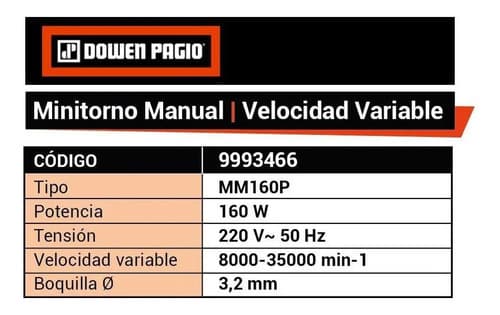 Minitorno Dowen Pagio Mm160p 160w 50hz 50 Hz 160 W