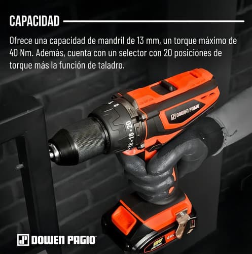 Taladro Percutor 13mm Dowen Pagio No Incluye Batería Color Naranja