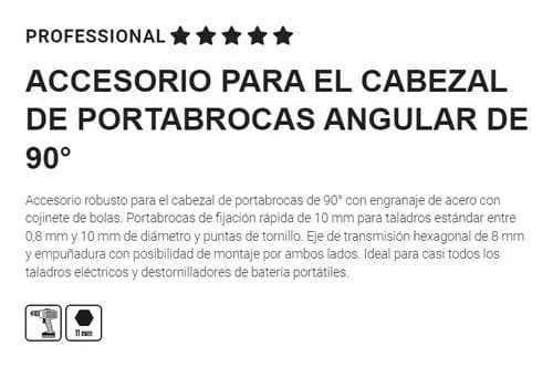 Adaptador Taladro Kwb 90° 10mm Vástago Hexagonal 16.5cm