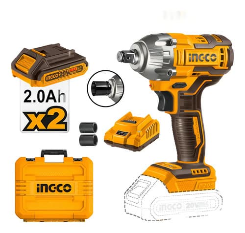 Llave Impacto Inalámbrica +2baterías+cargador Ingcociwli2038 Color Naranja Frecuencia 50/60hz
